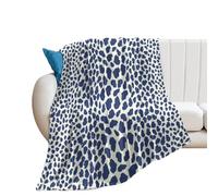 DreamAutumn Navy Blue Cheetah Leopard Print Animal Blue Throw Blanket - Warm Super Soft & Plush Flannel Throws for Bed Couch Sofa Office - Lightweight Cozy Fuzzy Blankets for Kids Women Men 50x60in