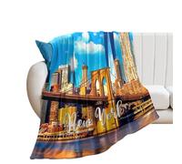 DreamAutumn New York City Bridge Cityscape Blankets And Throws for Couch Bed Sofa Chair, Thicken Office Nap, Fluffy Lightweight Plush Super Soft Warm Flannel Throw Blankets for Man Women 30x40in