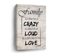 DreamAutumn Quotes Canvas Print Pictures Artwork Decoration Family A Little Bit of Crazy A Little Bit of Loud & A Whole Lot of Love Canvas Wall Art Paintings For Living Room Bedroom Office - 12x16in