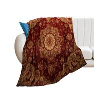 DreamAutumn Red Oriental Stock Pattern Throw Blanket - Warm Super Soft & Plush Flannel Throws for Bed Couch Sofa Office - Lightweight Cozy Fuzzy Blankets for Kids Women Men 40x50in