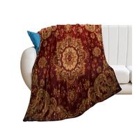 DreamAutumn Thicken Throw Blankets Red Oriental Stock Pattern Flannel Fleece Blankets for Bed Couch Sofa Chair, Microfiber Warm Cozy Fuzzy Plush Super Soft Blanket for Hot Sleepers 50x60in