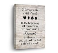 DreamAutumn Wall Art Canvas 8x10in,Marriage Is Like A Deck of Cards Canvas Wall Art Typography Home Office Wall Decor Prints Artwork for Bed Dining Room Modern Paintings on Prints Housewarming Gifts