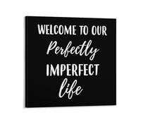 DreamAutumn Welcome To Our Perfectly Imperfect Life Canvas Wall Art 16x16in Printed Pictures Artwork Posters Paintings Decoration for Living Room Bedroom Office Coffee Club New Home Birthday Gifts