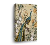 DreamAutumn Yellow Grey Chinoiserie Floral And Bird Canvas Wall Art 16x24in Chinoiserie Asian Canvas Pictures Artwork Posters Modern Wall Paintings for Bedroom Living Room Kitchen New Home Decor