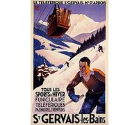 Dreamawsl Retro Metal Poster Series - Tours Les Sports d'Hiver, St. Gervais les Bains - Advertising Poster Tin Sign Metal Scenery Character Poster 12 x 8 inch