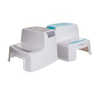 Dreambaby 2-UP Step Stool - Toddlers Stool - Slip Resistant (Aqua + Grey, 2)