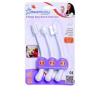 Dreambaby 3 Stage Baby Gum & Tooth Care Toothbrush - Soft & Gentle Rubber Bristles - Ergonomic Easy Grip Handle - for Young Gums & Developing Teeth - White - Model F325