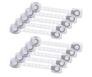 Dreambaby Dial-It Adhesive Cupboard Door Strap Locks 10 Pack, Lift & Turn Locking Feature Designed to Deter Children, Adjustable, Flexible & Trimmable, No Tool Installation Ideal for Any Angle