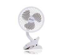 Dreambaby Pram Fan, Caged Stroller Fan for Babies - Adjustable Clip-On Fan - Portable and Convenient Cooling Solution for Strollers, Cribs, Table and Desk (Batteries not included) (White)