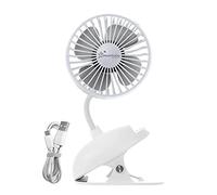 Dreambaby Pram Fan - USB, Tripod Clip on Fan, Stroller Fan for Babies, Handheld Fan, Desk Fan, Portable Fan. Deluxe Caged USB Fan. Cooling Fan for Stroller, Car Seat, Cot, Desk, Gym (White)