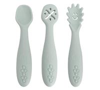 Dreambaby Scoop Mash and Twist BPA Free Silicone Toddler & Baby Spoon Set - 3 Stage Toddler Utensils for Baby Led Weaning - Soft Chew Training Spoons with Chunky EasiGrip - Seafoam Green