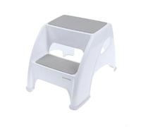 Dreambaby Toddler & Me 2 Up Double Step Stool - Toddler Step Stool for Toilet Training & Adults - Non-Slip Bathroom & Kitchen Step Stool, Holds 135kg - Grey