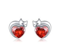 Dreamboat Cat Birthstone Earrings 925 Sterling Silver 12 Months Opal Crystal Moonstone Cat Lovers Gift Valentine's Day Gifts for Women and, Sterling Silver, Cubic Zirconia