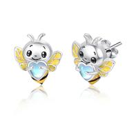 Dreamboat Cute Animal Stud Earrings Sterling Silver Hypoallergenic Sensitive Ears Moonstone Heart Fashion Jewelry Gifts for Women Wife Daughter Grandchildren Her, 10mm, Sterling Silver, Moonstone