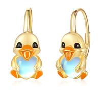 Dreamboat Moonstone Animal Leverback Earrings for Women 925 Sterling Silver Hypoallergenic Cute Animals Dangle Jewelry Gifts for Sensitive Ears, 0.43 Inches, Sterling Silver, Moonstone