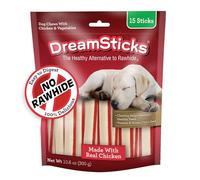 DreamBone DreamSticks With Real Chicken Chews For Dogs, 15 Count, These Easy-to-Digest Rawhide-Free Chews are a Dog’s Favorite Distraction
