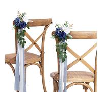 DreamBuilt Wedding Aisle Decorations for Wedding Ceremony Set of 10 Pew Flowers for Church Chair Decorations Party Decor with Artificial Flowers Eucalyptus and Ribbons Blue