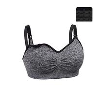 Dreamburn Maternity Nursing Bra 1/2/3 Pack Wireless Seamless Breastfeeding Bras 4 Rows Adjust Hook with Removable Spill Prevention Pads Add Extenders Comfortable (Black6,XXL)