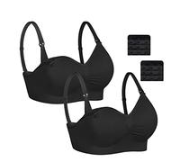 Dreamburn Maternity Nursing Bra 1/2/3 Pack Wireless Seamless Breastfeeding Bras 4 Rows Adjust Hook with Removable Spill Prevention Pads Add Extenders Comfortable