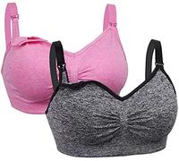 Dreamburn Maternity Nursing Bra 1/2/3 Pack Wireless Seamless Breastfeeding Bras 4 Rows Adjust Hook with Removable Spill Prevention Pads Add Extenders Comfortable