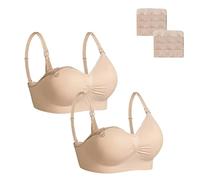 Dreamburn Maternity Nursing Bra 1/2/3 Pack Wireless Seamless Breastfeeding Bras 4 Rows Adjust Hook with Removable Spill Prevention Pads Add Extenders Comfortable