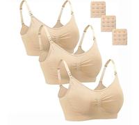 Dreamburn Maternity Nursing Bra Wireless Seamless Comfortable Breastfeeding Bras 4 Rows Adjust Hook with Removable Spill Prevention Pads Add Extenders
