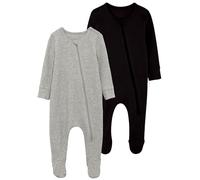 DreamBuy 2-Pack Zip Sleepsuits - Baby Essentials for Newborns | 95% Cotton Baby Grow | Unisex Baby Clothes | Newborn Essentials | Soft Zip-Up Sleepsuit for Boys & Girls (Grey & Black, 2-3 Years)