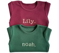 DreamBuy Baby -Toddler- Kids - Adult - Plain or Personalised Gifts - Christmas/Name/Safari Tracksuit Ribbed Boys Pyjamas and Girls Pyjamas Customised Gifts(3-6 Months, Personalised Forest Green)