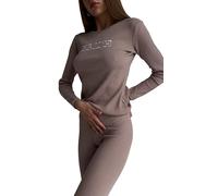 DreamBuy Personalised Anytext Women's Pyjamas Set Ladies Pyjamas Long Sleeve Cotton Sleepwear Pjs Loungewear Sets (UK, Alpha, S, Regular, Regular, Velvet Mocha)