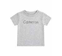 DreamBuy Personalised or Plain Kids & Babt T-Shirt - 100% Premium Cotton - Custom Embroidered Name or Text - Soft & Breathable for Boys & Girls (Essential Grey, 3-4 Years)