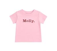 DreamBuy Personalised or Plain Kids & Babt T-Shirt - 100% Premium Cotton - Custom Embroidered Name or Text - Soft & Breathable for Boys & Girls (Ballet Pink, 12-18 Months)