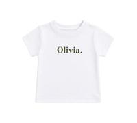 DreamBuy Personalised or Plain Kids & Babt T-Shirt - 100% Premium Cotton - Custom Embroidered Name or Text - Soft & Breathable for Boys & Girls (Crisp White, 2-3 Years)