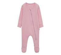 DreamBuy Personalised Zip Sleepsuit with Embroidered Name - Soft Newborn Baby Gift, Cotton All-in-One for Girls or Boys - Baby Essentials with Mittens or Feet - 0-36 Months (Sweet Pink, 6-12 Months)