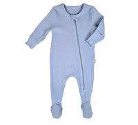 DreamBuy Personalised Zip Sleepsuit with Embroidered Name - Soft Newborn Baby Gift, Cotton All-in-One for Girls or Boys - Baby Essentials with Mittens or Feet - 0-36 Months (Powder Blue, 0-3 Months)