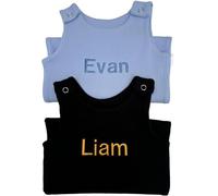 DreamBuy Soft Cotton Dungarees Custom Embroidered Design for Newborn to Toddler, Safari & Christmas Themes, Ideal Personalised Gift for Baby Shower or 1st Birthday (Personalised Black, 6-12 Months)
