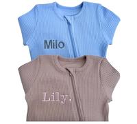 DreamBuy Zip Sleepsuit Personalised or Plain - Baby Gift, Personalised Gifts, Baby Clothes for Boys or Girls New Born Baby Essentials Customised