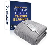 Dreamcacther Deluxe Silver Electric Throw Heated Double Over Blanket Soft Fleece 9 Heat & 12 Timer Settings