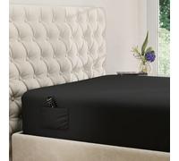 DREAMCARE King Size Fitted Sheet - Extra Deep Pocket, Bonus Side Pocket, Wrinkle and Fade Resistant Microfiber Black King Size Sheet