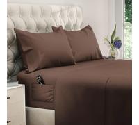DREAMCARE King Size Sheets Set - 4 pcs Cooling Sheets - up to 21” Deep Pocket King Sheet Set - Hotel Luxury Sheets & Pillowcases - Superior Softness 100% Microfiber with Side Pocket - Mocha Brown