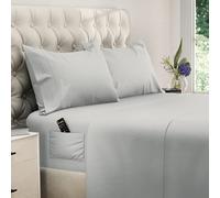 DREAMCARE King Size Sheets Set - 4 pcs Cooling Sheets - up to 21” Deep Pocket King Sheet Set - Hotel Luxury Sheets & Pillowcases - Superior Softness 100% Fine Microfiber with Side Pocket - Light Gray
