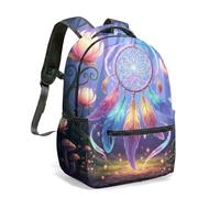 Dreamcatcher 16 Inch Backpack Full Print Fantasy Forest Magic Night Boho School Bag for Kids Students Adults (03)