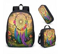 Dreamcatcher 17 Inch Backpack 3 Piece Set Magical Feather School Bag for Girls Mystical Forest Fantasy Print Daypack (11)