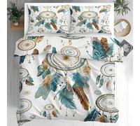 Dreamcatcher 3D Printing Single Size Bedding Set Premium Ultra Soft Microfiber ethnic style Duvet Cover 135x200 and 2 Pillow Cases, with Zipper Closure for Teenage in Bedroom F1238