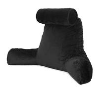 Dreamcatcher Black Reading Pillow, XL Shredded Memory Foam Backrest Cuddle Cushion with Arms, Detachable Headrest, 3x Pockets & Washable Velvet Cover for Reading, Bed Support & Gaming Cushion