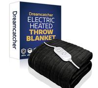 Dreamcatcher Black XL Heated Throw Electric Blanket, 180 x 130cm Heated Blanket Machine Washable Soft Fleece Electric Throw Overblanket with 12HR Timer and 9X Control Heat Settings
