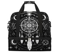 Dreamcatcher Bohemian Moon Foldable Travel Duffel Bag Large Capacity Sports Gym Bag with Wet Dry Compartment Shoe Pocket Lightweight Carry On Overnight Weekender Bag for Women Men