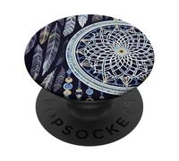 Dreamcatcher Boho Brown Dark Feather Midnight Blue Dreams PopSockets Adhesive PopGrip