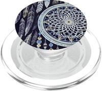Dreamcatcher Boho Brown Dark Feather Midnight Blue Dreams PopSockets PopGrip for MagSafe