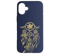 Dreamcatcher Boho Sea Turtle Feather Flow Yellow & Navy Blue Case for iPhone 16 Plus