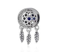Dreamcatcher Charms fit Pandora Heart Bracelet, 925 Sterling Silver Dream Catcher Beads with Moon Feather Flower Charm, Gifts for Mothers Day/Niece/Sister